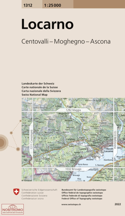 1312 LOCARNO - CENTOVALLI - MOGHEGNO - ASCONA | carte topographique Swisstopo