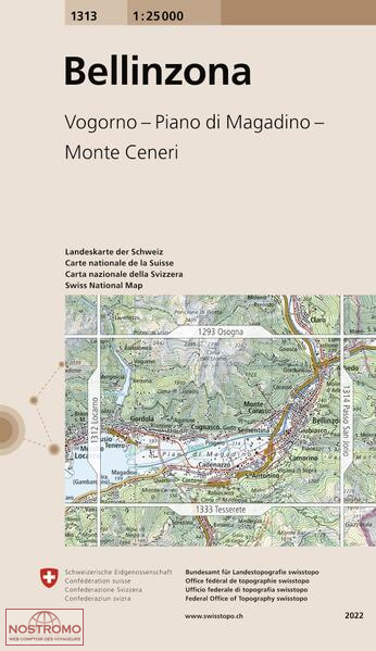 1313 BELLINZONA - VOGORNO - PIANO DI MAGADINO - MONTE CENERI | carte topographique Swisstopo