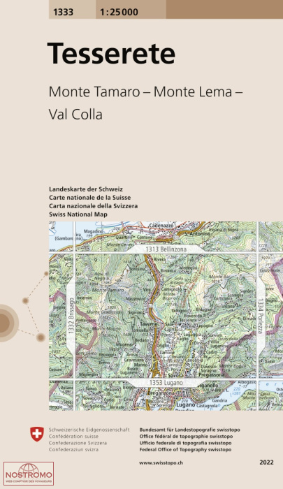 1333 TESSERETE - MONTE TAMARO - MONTE LEMA - VAL COLLA | carte topographique Swisstopo