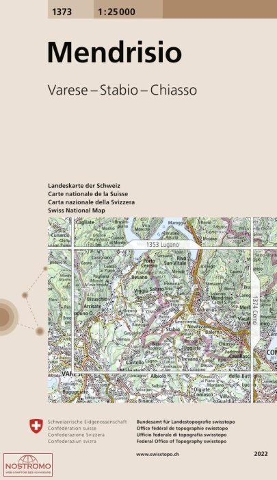 1373 MENDRISIO - VARESE - STABIO - CHIASSO | carte topographique Swisstopo