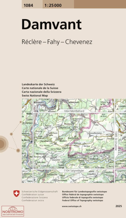 1084 DAMVANT - HAUTE-AJOIE - RÉCLÈRE - FAHY | Swisstopo topographic map