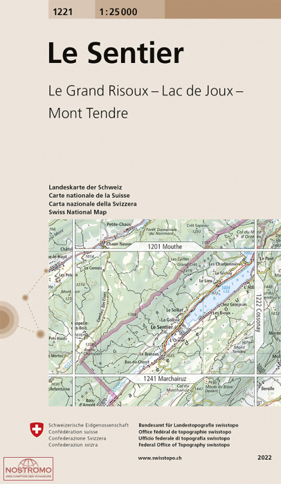 1221 LE SENTIER - LE GRAND RISOUX - LAC DE JOUX - MONT TENDRE | Swisstopo topographic map