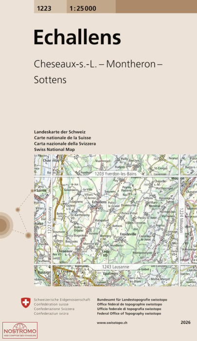 1223 ÉCHALLENS - CHESEAUX - LE JORAT - SOTTENS | Swisstopo topographic map