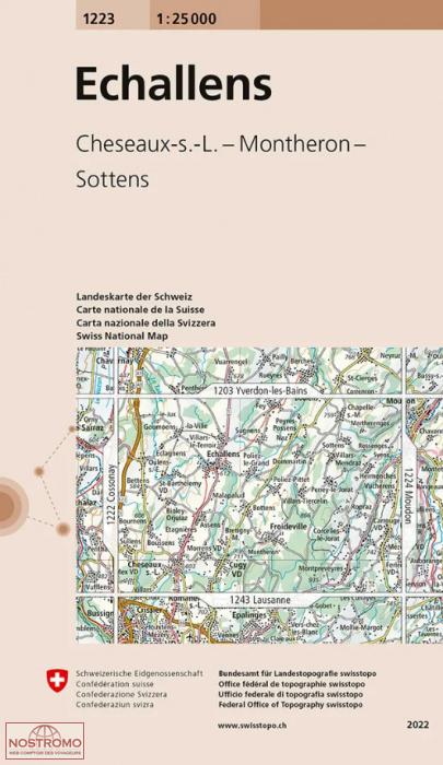 1223 ÉCHALLENS - CHESEAUX - LE JORAT - SOTTENS | Swisstopo topographic map
