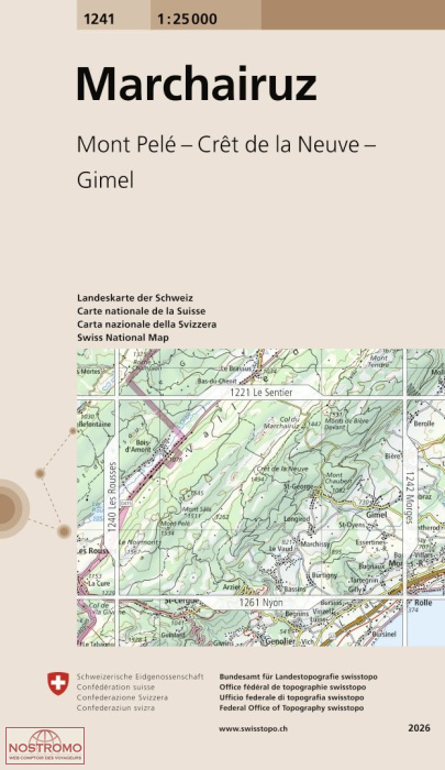 1241 MARCHAIRUZ - MONT PELÉ - CRÊT DE LA NEUVE - GIMEL | Swisstopo topographic map