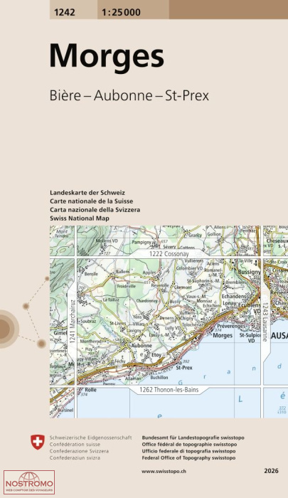 1242 MORGES - BIÈRE - AUBONNE - ST-PREX | carte topographique Swisstopo