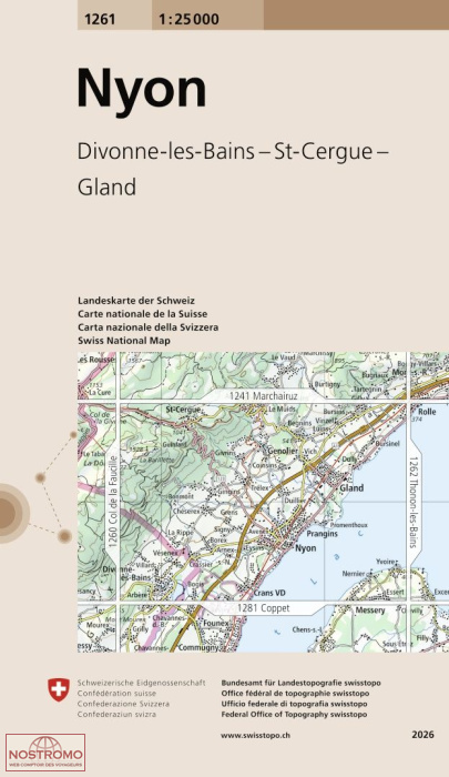 1261 NYON - DIVONNE-LES-BAINS - ST-CERGUE - GLAND | carte topographique Swisstopo