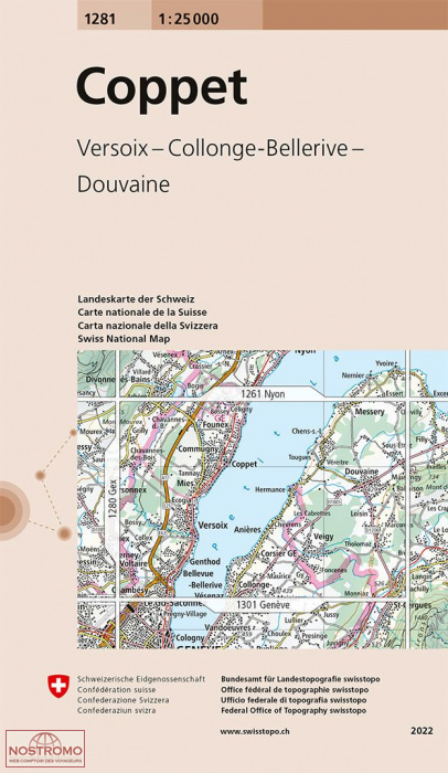 1281 COPPET - VERSOIX - COLLONGE-BELLERIVE - DOUVAINE | carte topographique Swisstopo