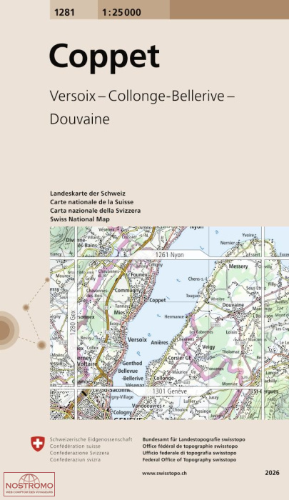 1281 COPPET - VERSOIX - COLLONGE-BELLERIVE - DOUVAINE | Swisstopo topographic map
