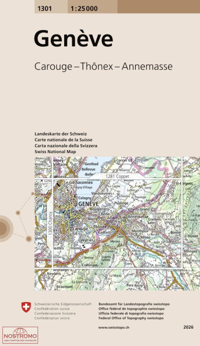 1301 GENÈVE - CAROUGE - THÔNEX - ANNEMASSE | carte topographique Swisstopo