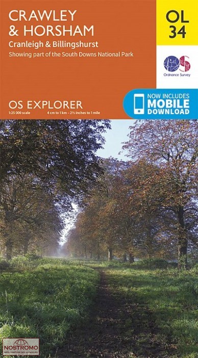 OL34 CRAWLEY & HORSHAM - CRANLEIGH & BILLINGHURST | OS hiking map