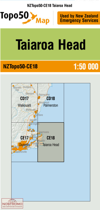 CE18 TAIAROA HEAD | carte topographique LINZ