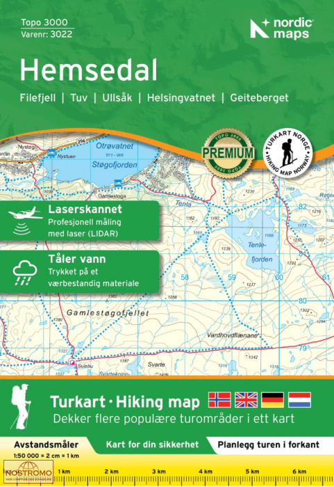 3022 HEMSEDAL | carte de randonnée Nordic Maps