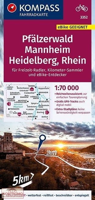 3352 PFÄLZERWALD - MANNHEIM - HEIDELBERG, RHEIN | Kompass cycling map