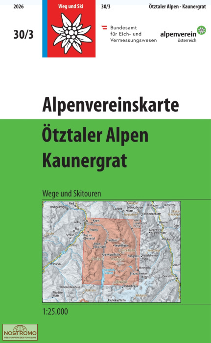 30/3 ÖTZTALER ALPEN - KAUNERGRAT | Alpenverein hiking map
