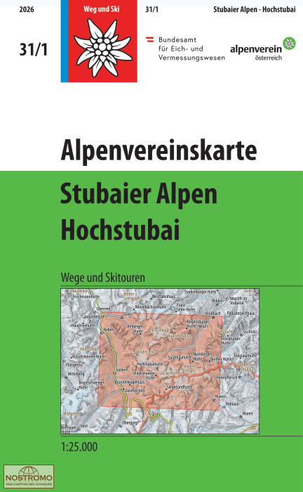31/1 STUBAIER ALPEN - HOCHSTUBAI | Alpenverein hiking map