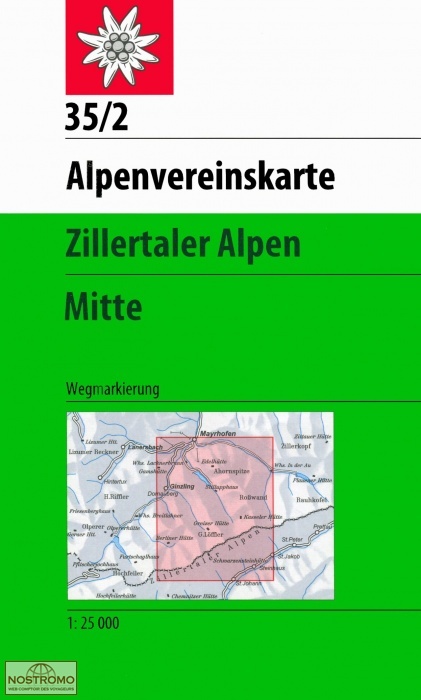35/2 ZILLERTALER ALPEN MITTE | carte de randonnée Alpenverein