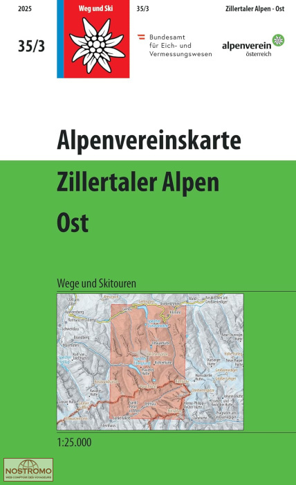 35/3 ZILLERTALER ALPEN OST | carte de randonnée Alpenverein