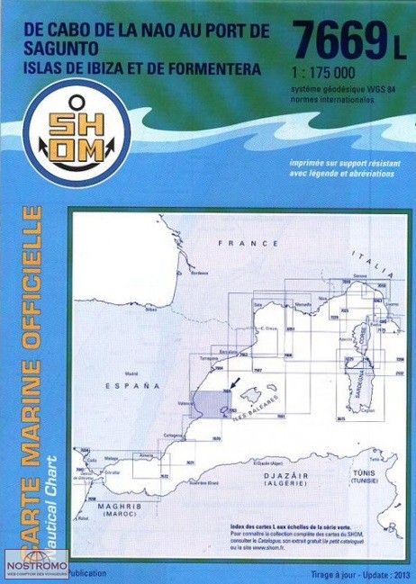 7669L FROM CABO DE LA NAO TO HARBOUR OF SAGUNTO  | SHOM nautical chart