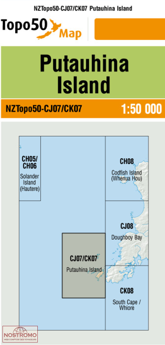 CJ07CK07 PUTAUHINA ISLAND | carte topographique LINZ
