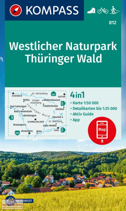 812 WESTLICHER NATURPARK - THÜRINGER WALD | Kompass hiking map