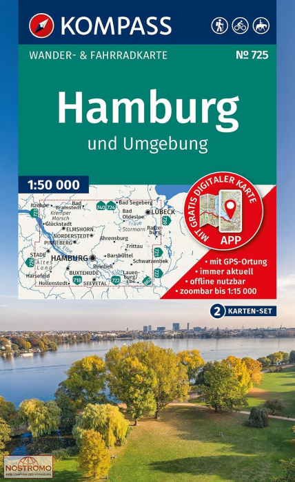 725 HAMBURG UND UMGEBUNG | cartes de randonnée Kompass