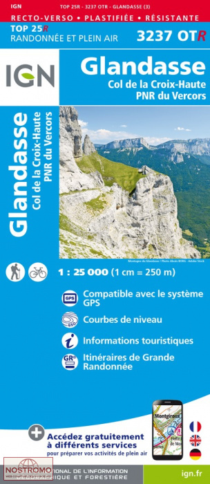 3237OTR GLANDASSE | carte de randonnée IGN