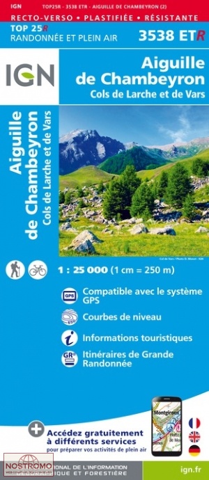 3538ETR AIGUILLE DE CHAMBEYRON | carte de randonnée IGN