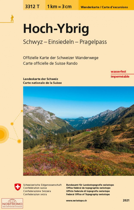 3312T HOCH-YBRIG - SCHWYZ - EINSIEDELN - PRAGELPASS | Swisstopo hiking map