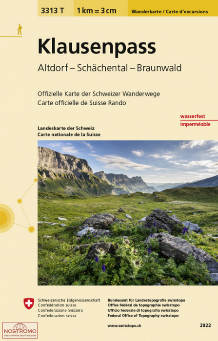 3313T KLAUSENPASS - ALTDORF - SCHÄCHENTAL - BRAUNWALD | Swisstopo hiking map