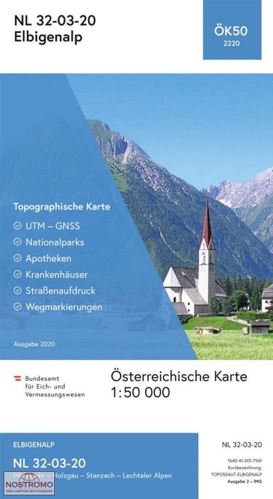 2220 ELBIGENALP | carte topographique BEV