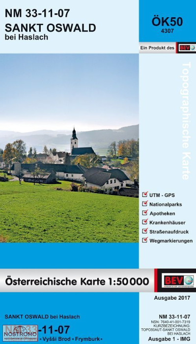 4307 SANKT OSWALD BEI HASLACH | carte topographique BEV
