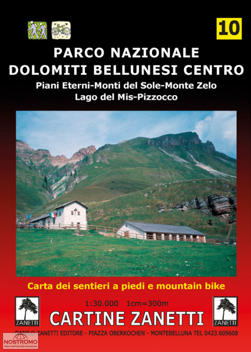 10 PN DOLOMITI BELLUNESI CENTRO | carte de randonnée Zanetti