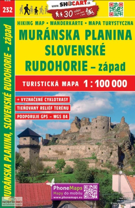 232 MURANSKA PLANINA - SLOVENSKE RUDOHORIE ZAPAD| carte touristique Shocart