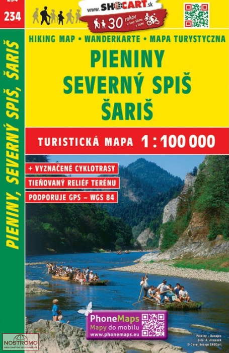 234 PIENINY - SEVERNY SPIS - SARIS | carte touristique Shocart