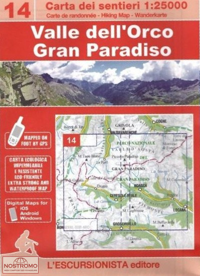 14 VALLE DELL'ORCO - GRAN PARADISO | carte de randonnée l'Escursionista