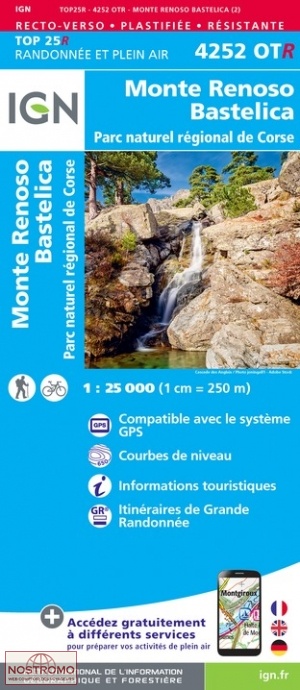 4252OTR MONTE RENOSO - BASTELICA | carte de randonnée IGN