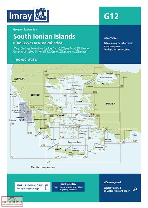 G12 ÎLES IONIENNES SUD | carte marine Imray