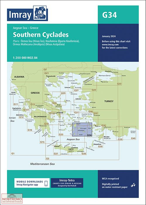 G34 CYCLADES SUD | carte marine Imray