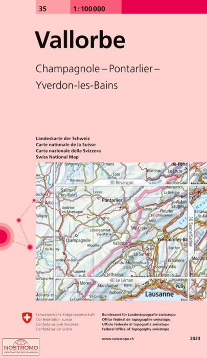35 VALLORBE - CHAMPAGNOLE - PONTARLIER - YVERDON-LES-BAINS | carte topographique Swisstopo