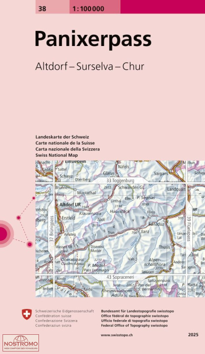 38 PANIXERPASS - ALTDORF - SURSELVA - CHUR | Swisstopo topographic map