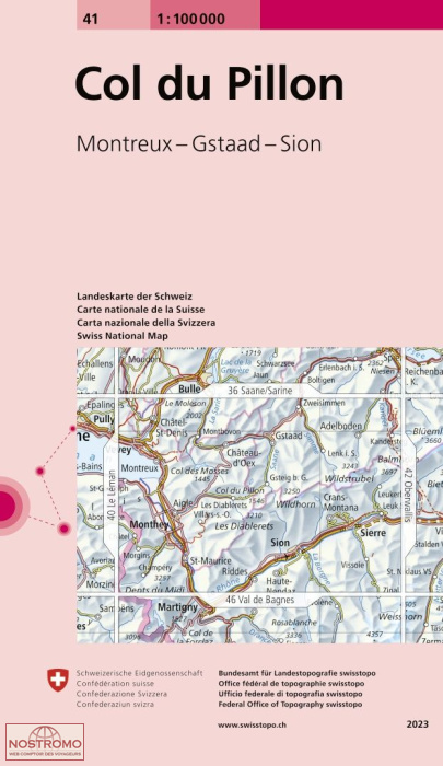41 COL DU PILLON - MONTREUX - GSTAAD - SION | carte topographique Swisstopo