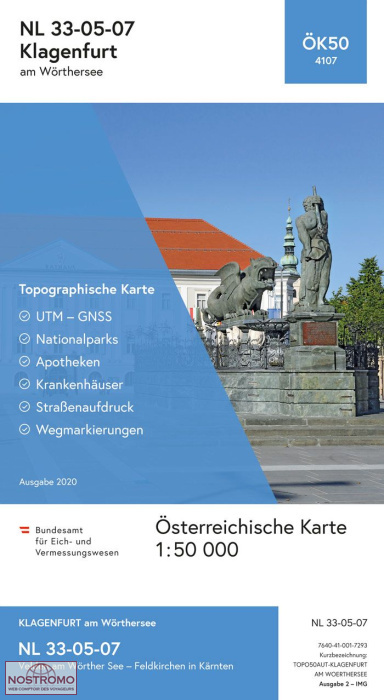 4107 KLAGENFURT AM WÖRTHERSEE | carte topographique BEV