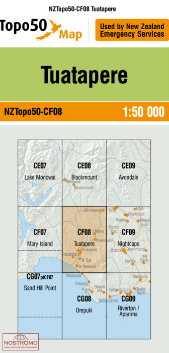 CF08 TUATAPERE | carte topographique LINZ