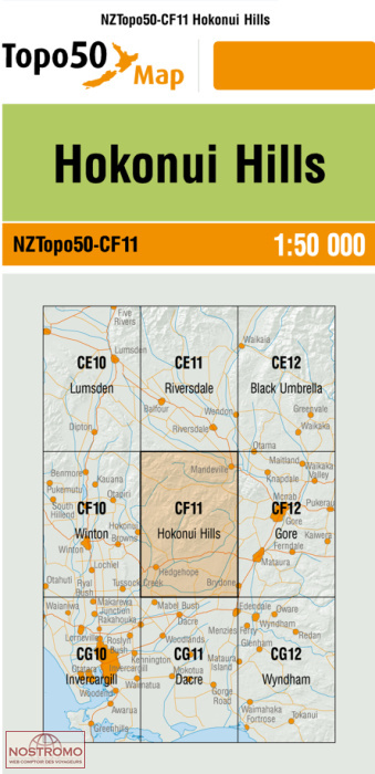 CF11 HOKONUI HILLS | carte topographique LINZ