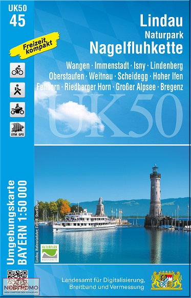 UK50-45 LINDAU - NATURPARK NAGELFLUHKETTE | carte de randonnée LDBV