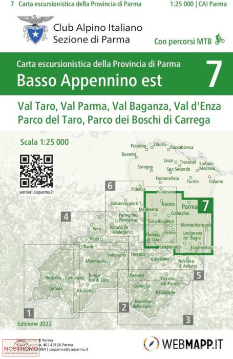 07 BASSO APPENNINO EST | carte de randonnée CAI Parma