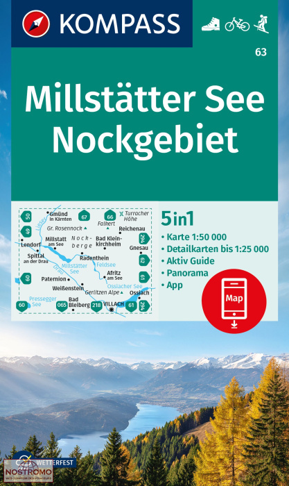 MILLSTÄTTER SEE - NOCKGEBIET 63 | carte de randonnée Kompass