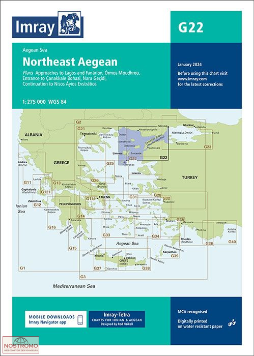 G22 MER ÉGÉE NORD EST | carte marine Imray
