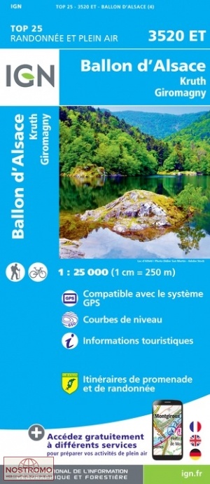 3520ET BALLON D'ALSACE | carte de randonnée IGN